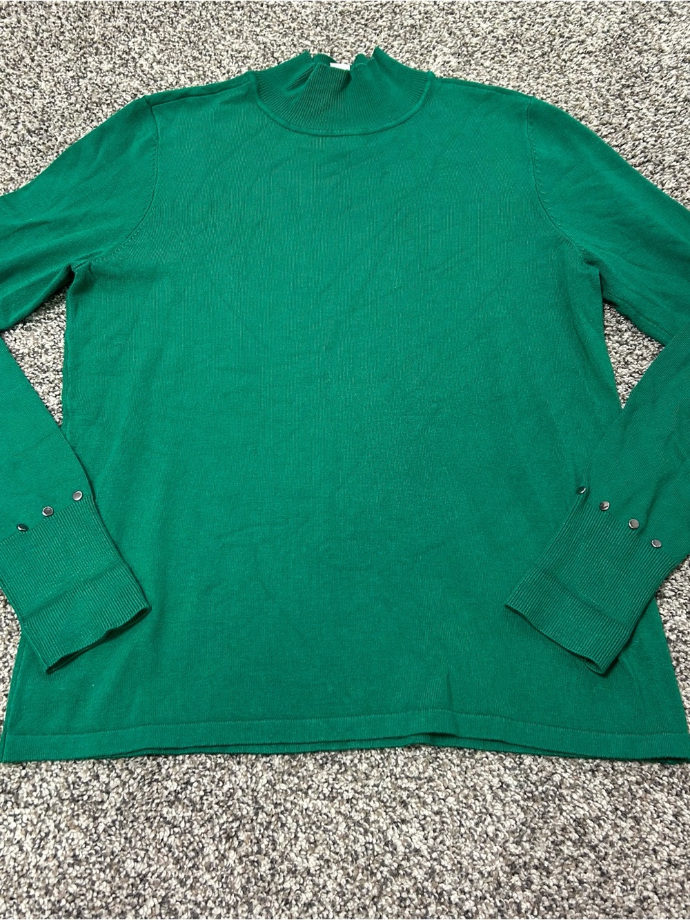 Joseph Ribkoff Green Knit Sweater Embellished Sparkle Long Sleeve M Mock Neck